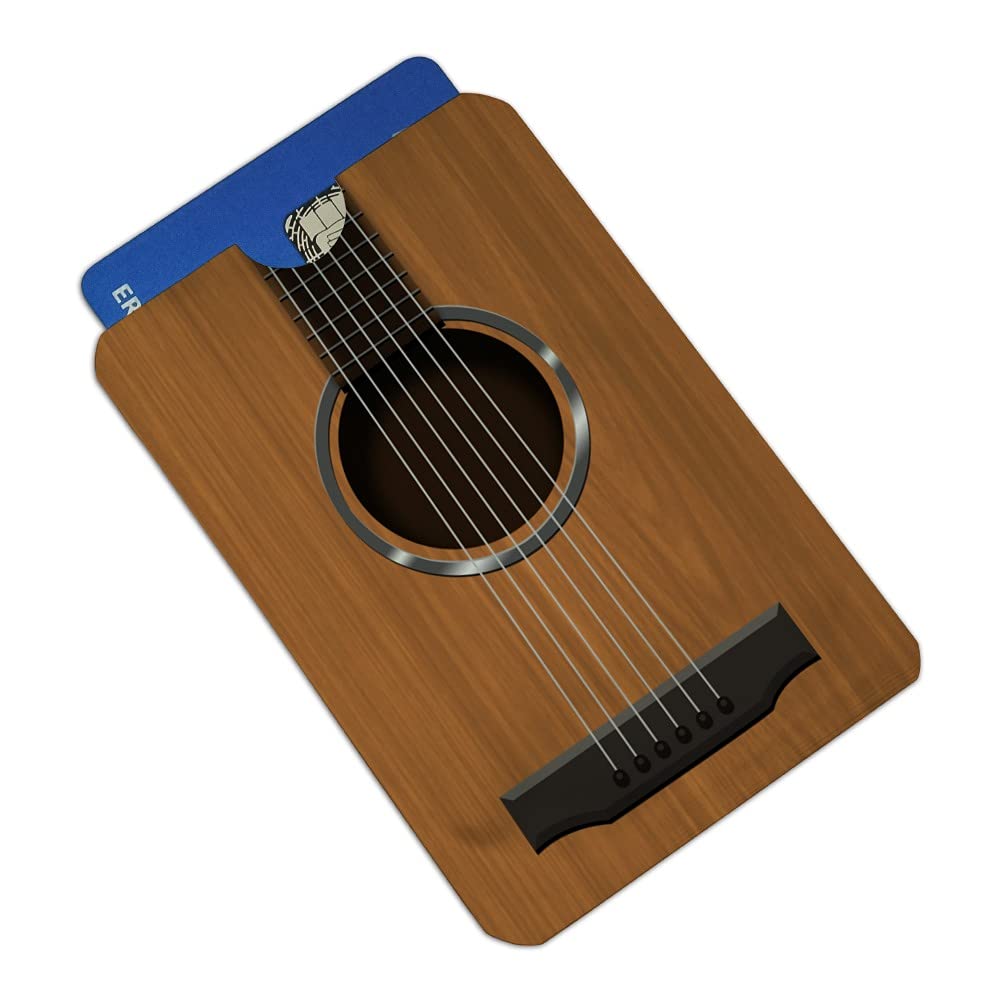 Premium Acoustic Guitar Strings & RFID Blocking Credit Card Holder Set of 4 - Secure Wallet Protector for Travel, Concerts & Everyday Use