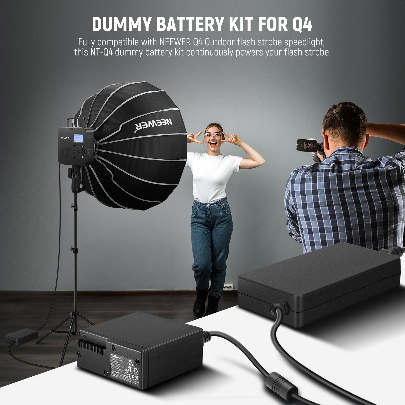 NEEWER NT Q4 Dummy Battery Kit for Canon Q4 - Replacement Power Supply for Continuous Shooting - Perfect for Photography, Videography & Live Streaming