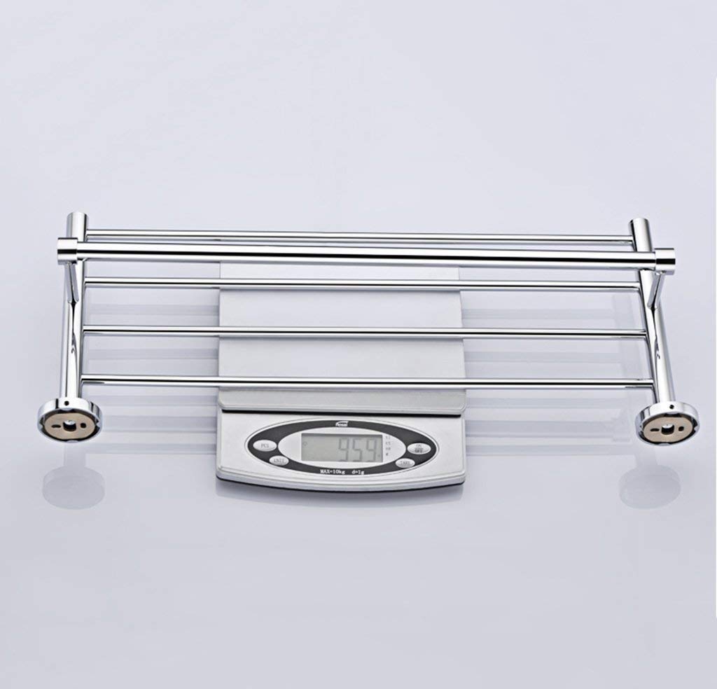 Premium Brass Wall-Mounted Bathroom Towel Rack - Chrome Plated 25x8.3 Inch (63.5x21.2cm) Space-Saving Storage Solution for Bathrooms, Spas & Luxury Hotels