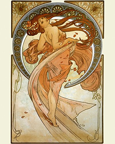 12x20 Alphonse Mucha Vintage Poster Repro - Art Nouveau Dance Fashion Lady Girl Dancing Print on Matte Paper for Home Decor, Office & Studio Wall Art
