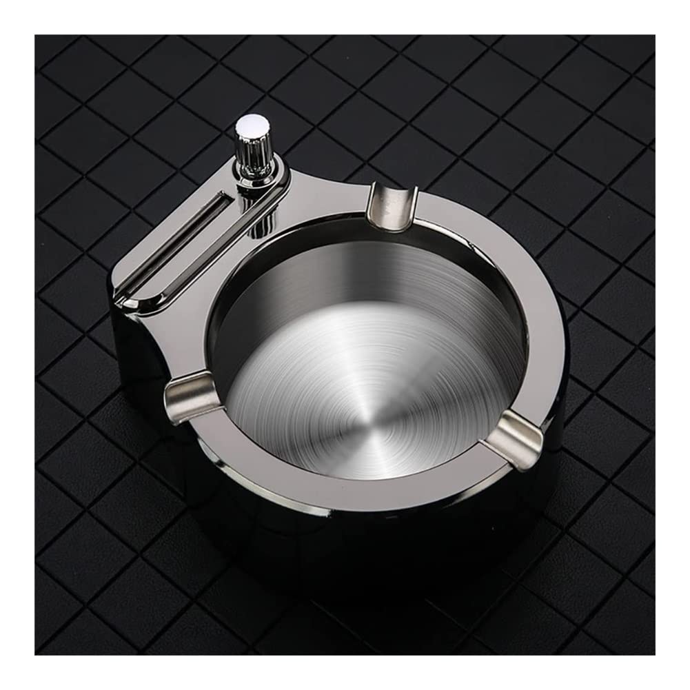 **Vintage Metal Cigar Lighter & Ashtray Set – Windproof Flint Fire Starter with 10,000 Matches – Retro Desk Decor for Men – Indoor Smoking & Candle Lighting Accessories (Grey)** – Perfect for Home Bars, Man Caves, and Smoking Lounges