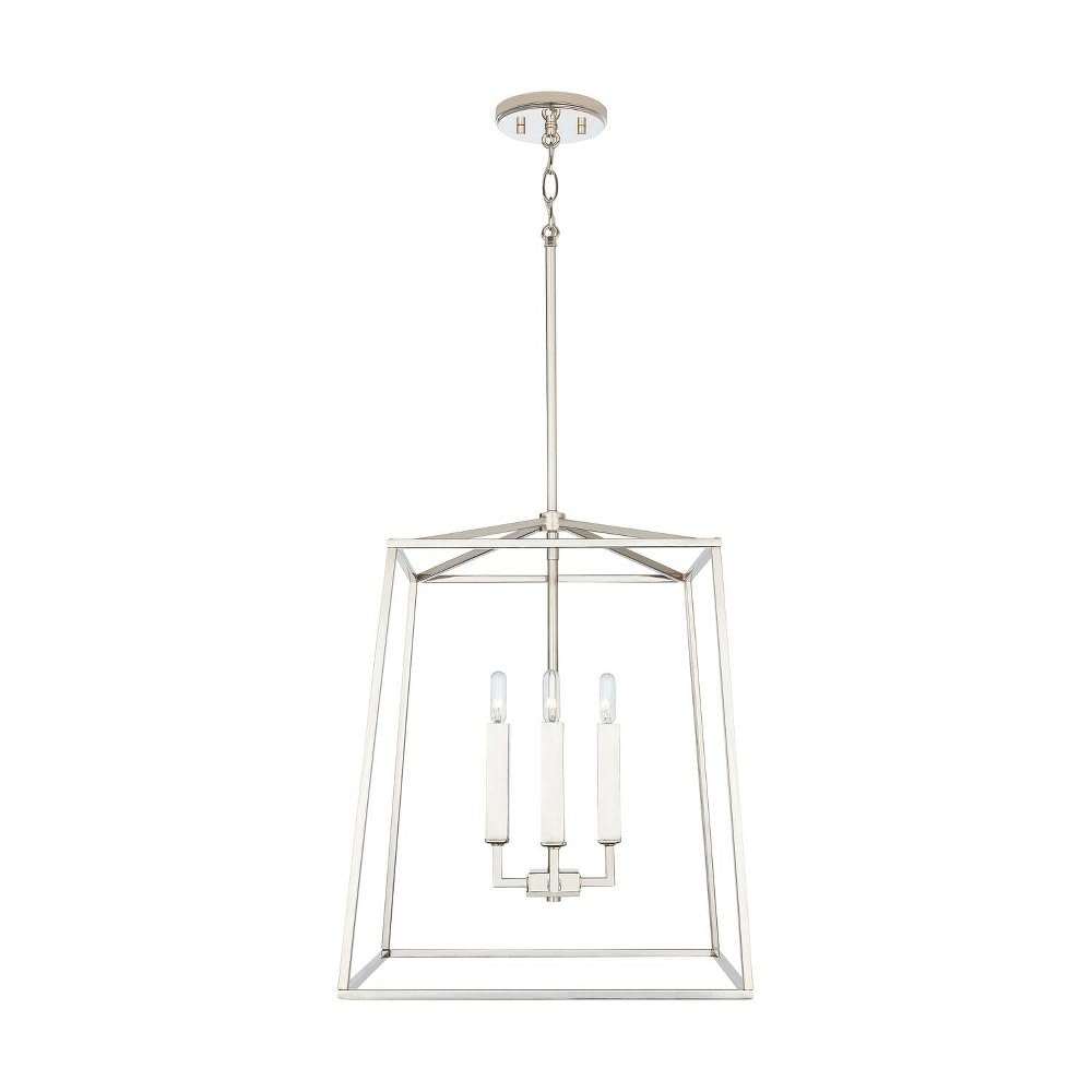 Capital Lighting 537642MB Thea Lantern Foyer Pendant Light Fixture - 4-Light 240W Matte Black Chandelier - 20