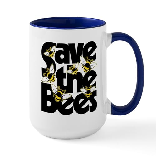 White/Navy Inside - Save The Bees Mugs