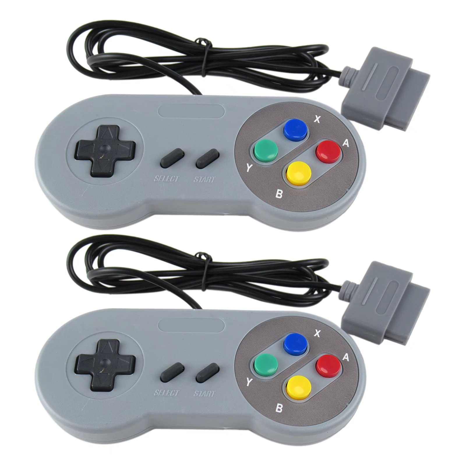 2-Pack Replacement Controller Gamepad for SNES - 7 Pin Connector with Classic Retro Games | Compatible with Super Nintendo Entertainment System | Perfect for Retro Gaming, Multiplayer Sessions & Nostalgic Gameplay