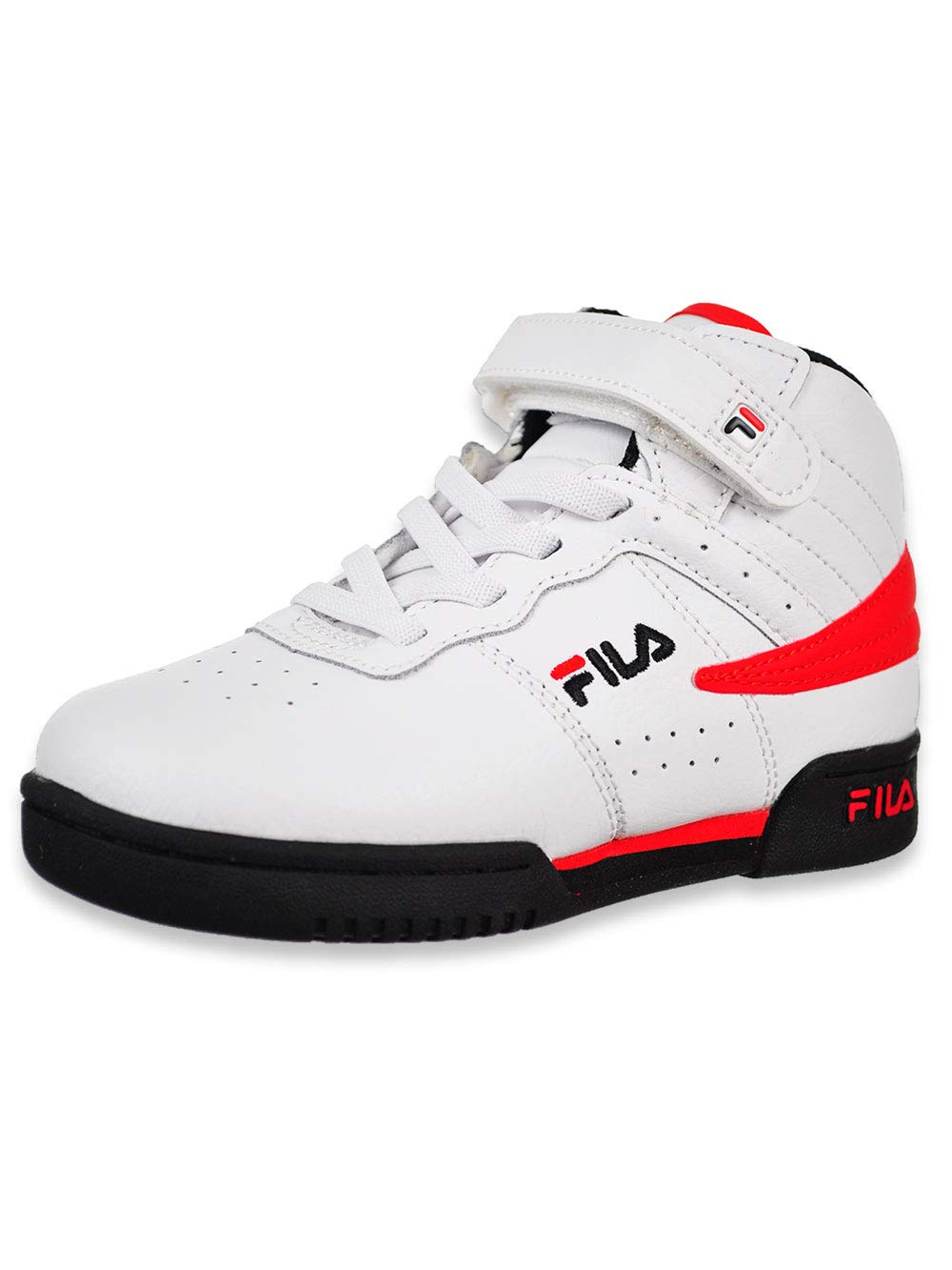 Fila Boys' F-13 Hi-Top Sneakers - White/Black | Size 9 Toddler | Comfortable Kids Basketball Shoes for School & Play