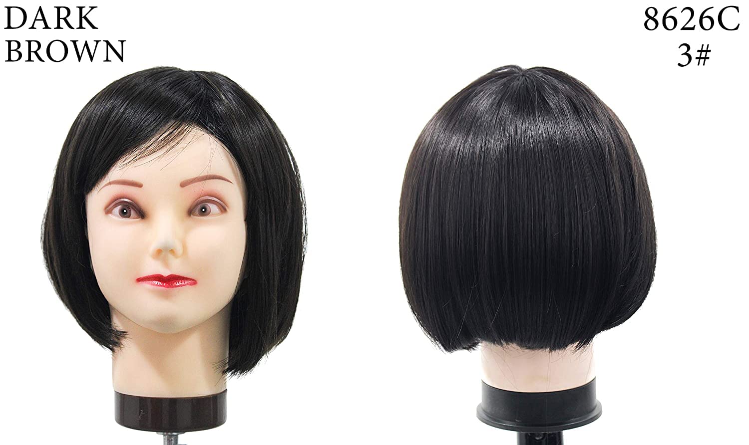 Natural-Looking Short Synthetic Wigs for Women & Girls - Dark Brown Full Head Wig (Pack of 1) | Perfect for Daily Wear, Cosplay & Hair Loss Solutions