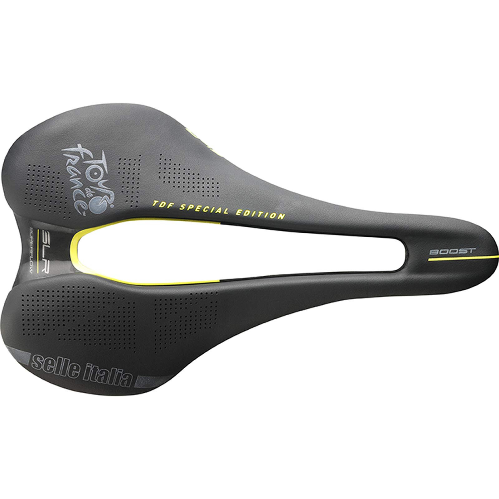 Selle Italia SLR Boost Superflow Tour de France Bike Saddle - Lightweight Carbon Fiber & Nylon Racing Seat for Road Bikes - Unisex Adult Cycling Comfort - Perfect for Long Distance Rides & Competitive Cycling