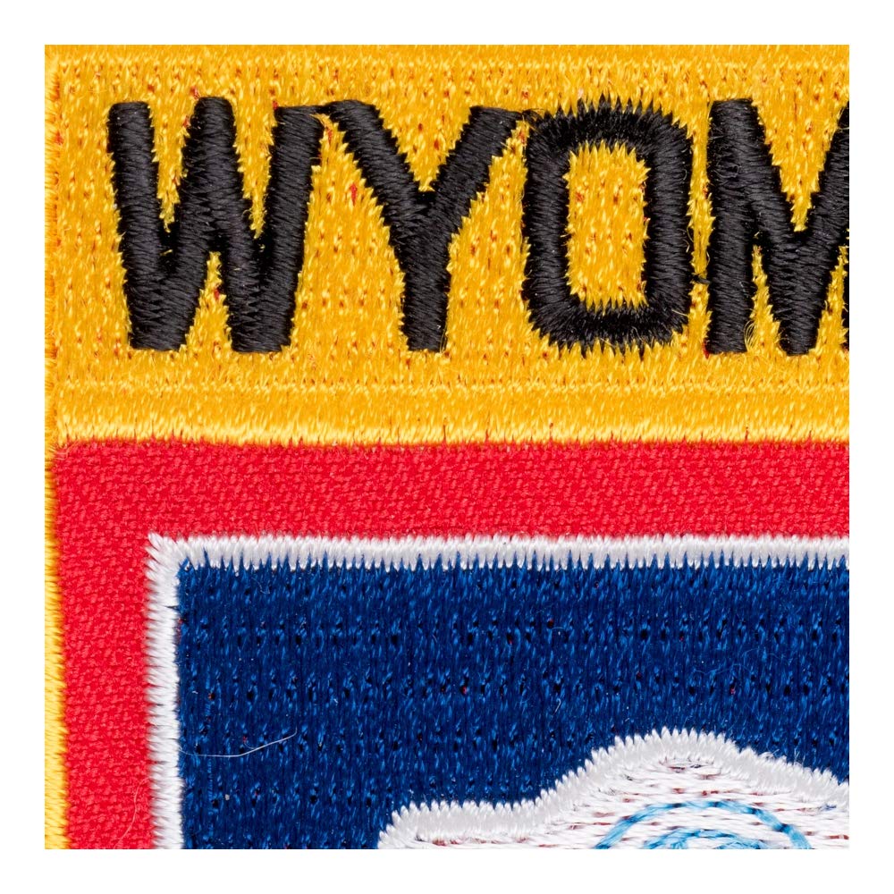 Wyoming State Flag Shield Patch - USA Embroidered Iron-On Patch for Jackets, Hats & Bags - Perfect for DIY Crafts, Souvenirs & Patriotic Decor