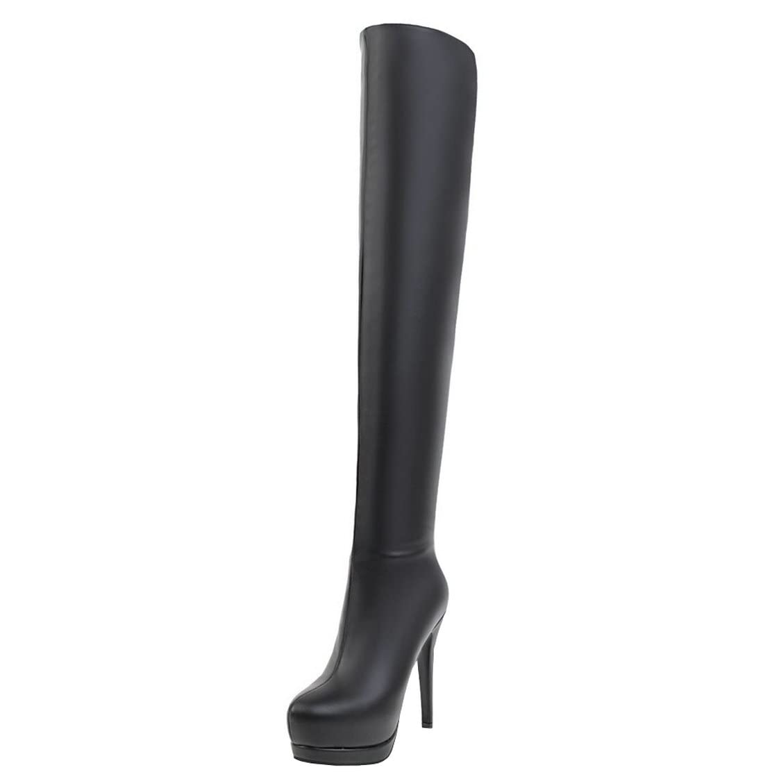 BEAUPAS Women's Stiletto High Heel Over The Knee Boots - Sexy Platform Thigh High Boots with Round Toe & Zip Closure for Party, Night Out & Fashion