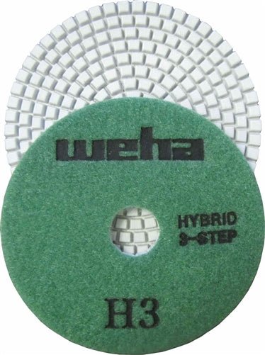 4 Weha 3-Step Hybrid Diamond Polishing Pad Set (3 Pads) - Perfect for Granite, Marble & Concrete Surface Restoration