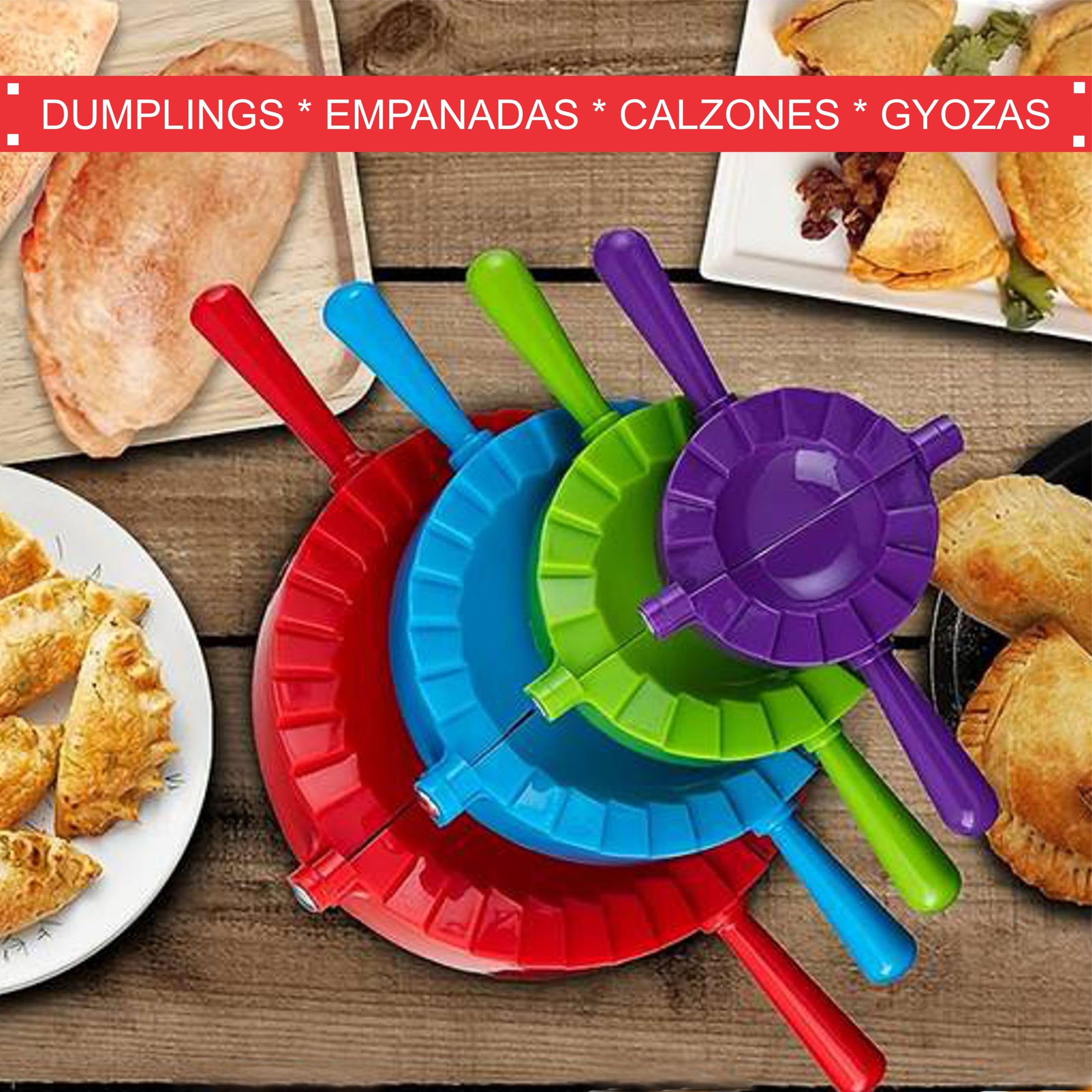 Dumpling Maker Press Mold Set of 4 – 5 inch & 6 inch Gyoza, Empanada, Pot Pie & Ravioli Maker Kit | Professional Dough Press for Chinese Soup Dumplings, Pierogi & More | Perfect for Home Cooking, Meal Prep & Asian Cuisine