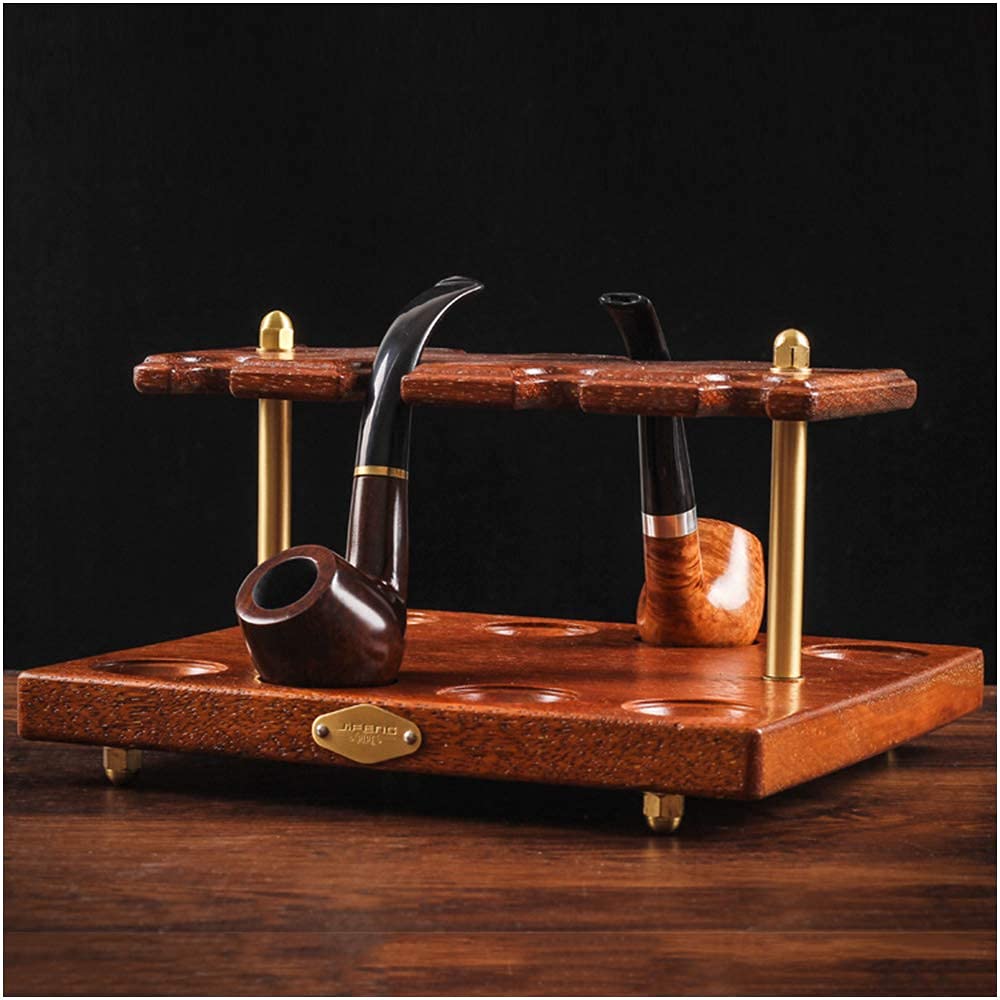 FMOGE Wooden Tobacco Pipe Stand Holder for 8 Smoking Pipes - Premium Pipe Display Rack & Organizer | Perfect Smoking Accessory & Unique Gift for Pipe Smokers | Ideal for Home, Office, or Smoking Lounge Decor