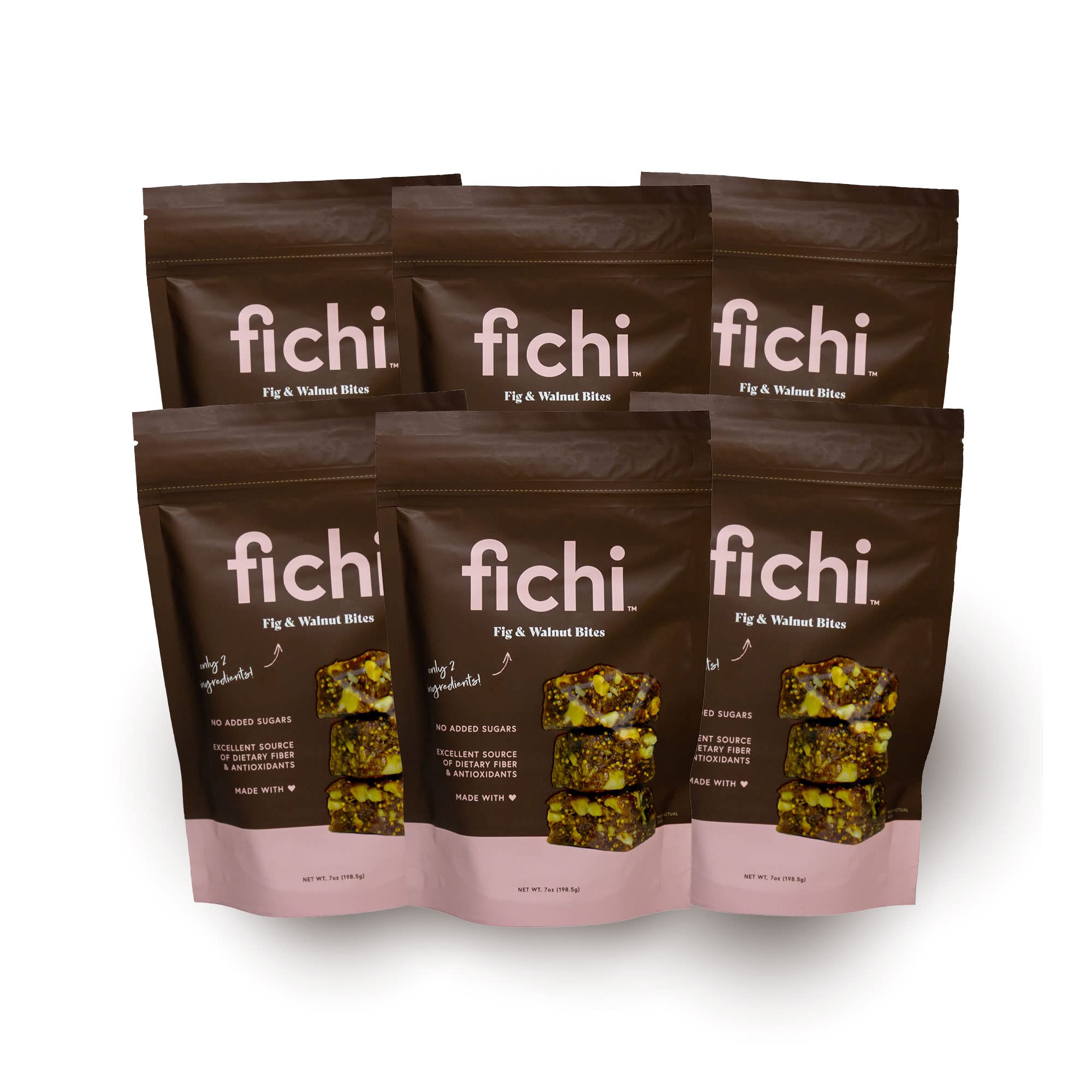 Organic Fig and Walnut Bites - Gluten-Free Italian Snack, 7 Oz (Pack of 6) | Healthy Fruit & Nut Energy Bars for Hiking, Office Snacks & Vegan Diet