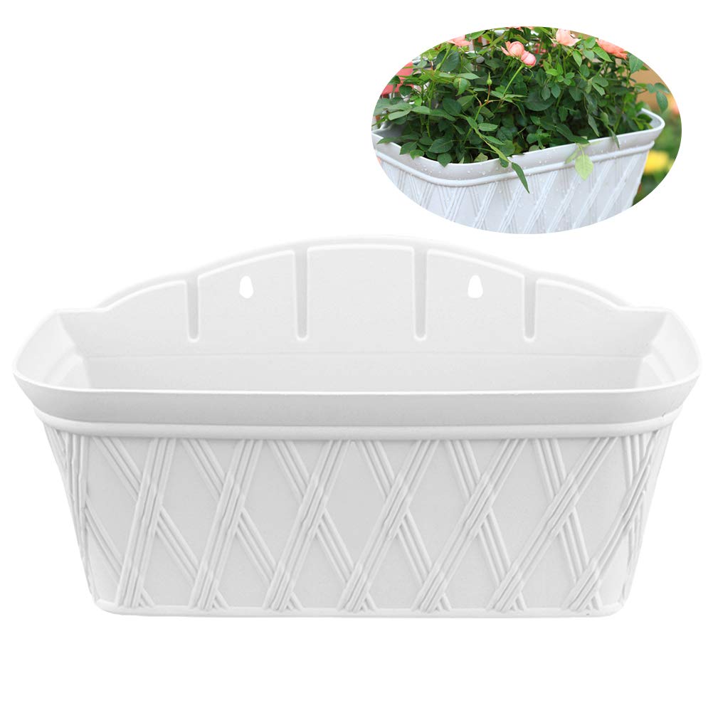 Hemoton White Semicircle Hanging Planter - Outdoor Vertical Flower Pot Stand with Hangers for Deck, Patio & Garden Decor | Durable Plant Basin for Herbs, Succulents & Small Plants