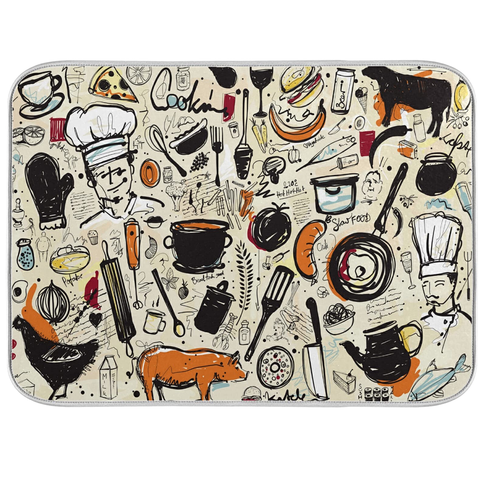 16x18in Dish Drying Mat - Absorbent Reversible Kitchen Counter Protector for Coffee Makers & Dishes