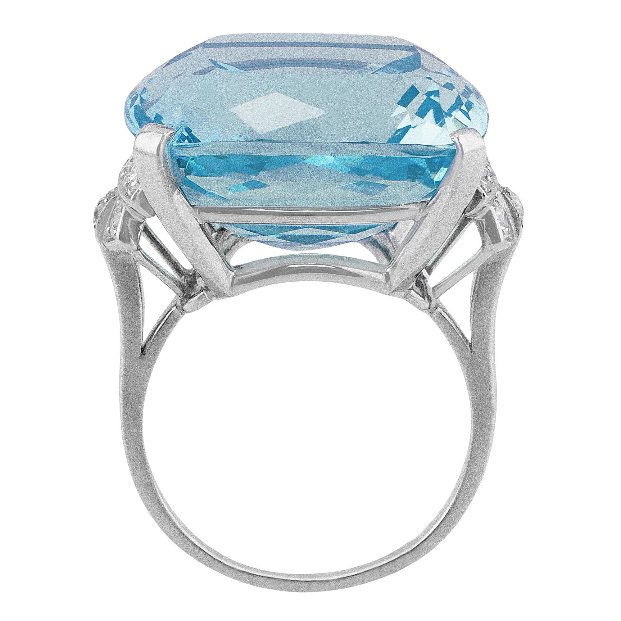 14K White Gold 30.31ct Aquamarine and Diamond Engagement Ring - GIA Certified - Perfect for Wedding, Proposal & Anniversary Gifts
