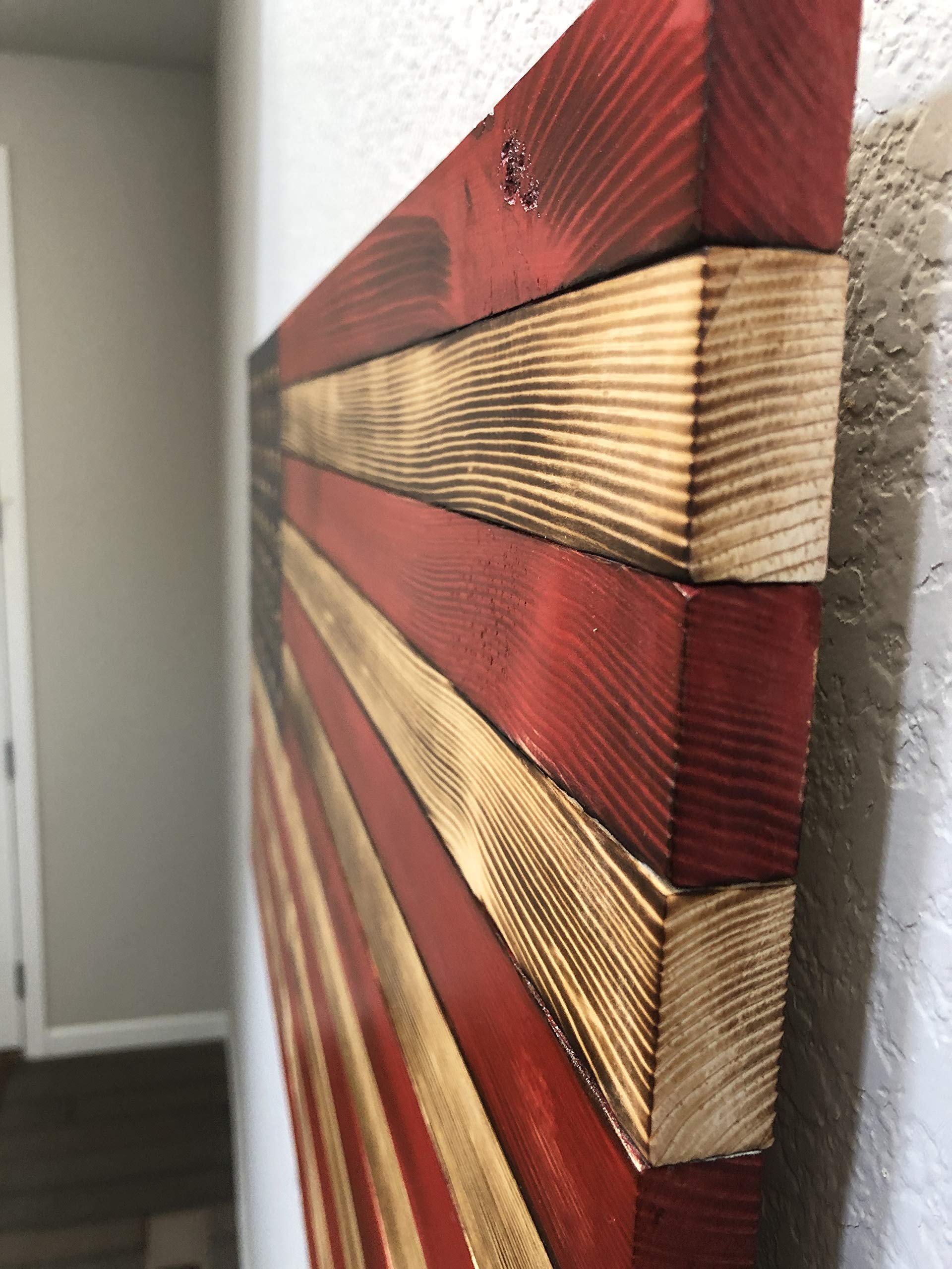 Handcarved Wooden American Flag Wall Art - Large, X-Large & Jumbo Sizes | Rustic Handmade Wood Flag Decor | Patriotic Home & Office Wall Décor | Perfect for Living Room, Bedroom, Man Cave or Gift