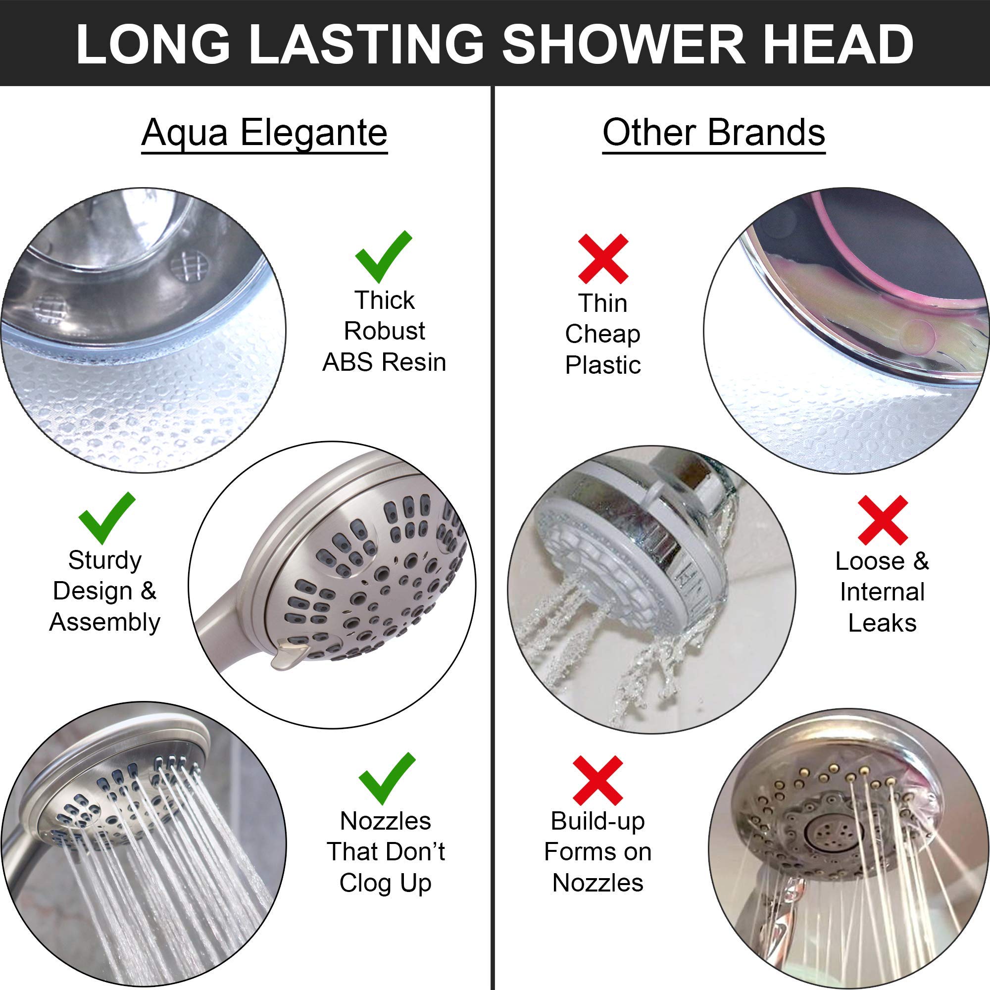 6 Function High Pressure Handheld Shower Head with Filter - Removable Showerhead with Adjustable Mount & 5ft Stainless Steel Hose - Chlorine Removal Water Filter (2.5 GPM, Brushed Nickel) - Perfect for Bathroom, Spa, and Pet Washing