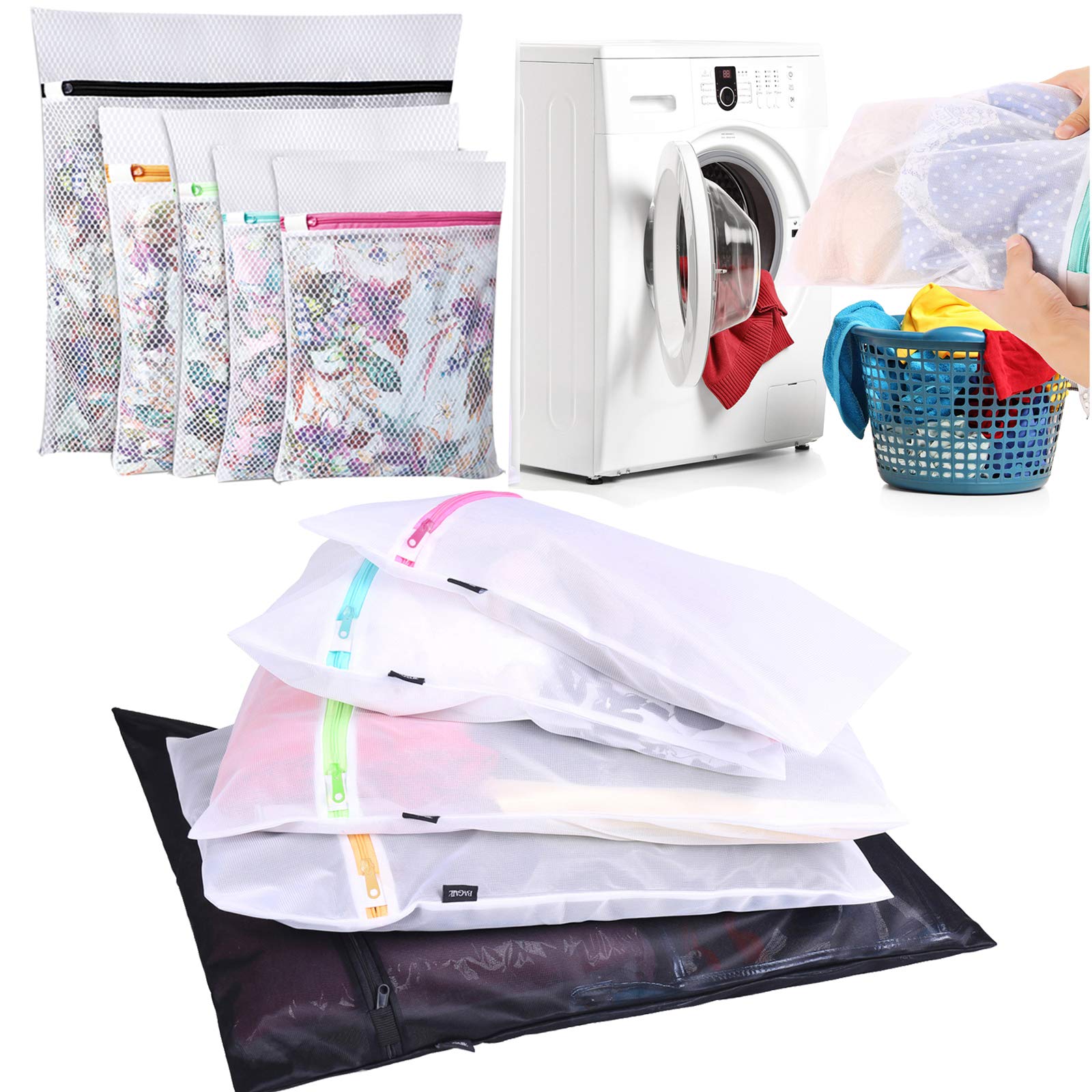 Bagail 10-Pack Laundry Bags Set - 5 Honeycomb Mesh & 5 Fine Mesh Washing Bags for Delicates, Blouses, Shirts, Pants, Dresses, Jeans | Gentle Clothes Protection for Travel, College Dorms & Home Use