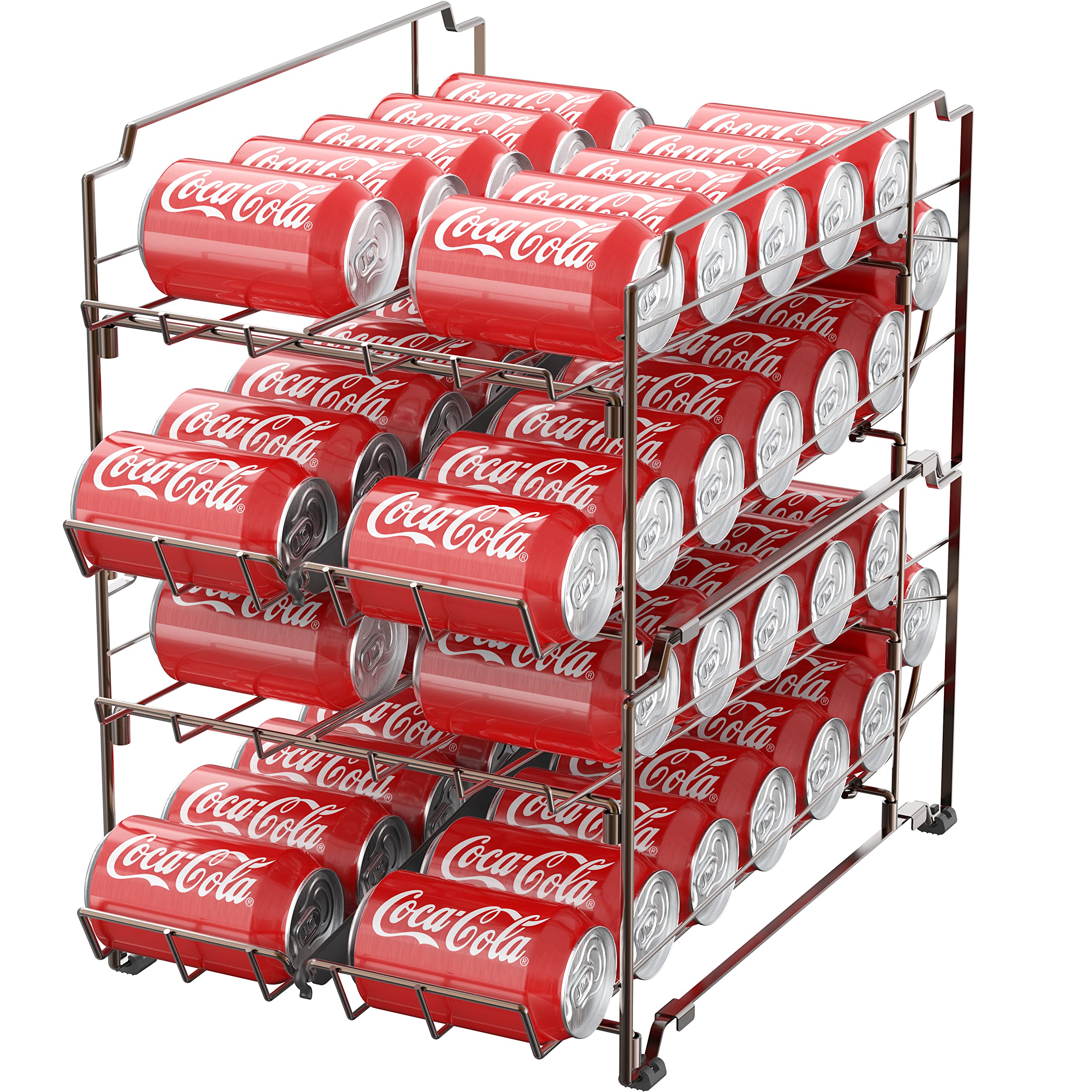 Dual Row Front Loading Stackable Can Dispenser - Bronze Organizer for Pantry, Kitchen & Garage Storage | Space Saving Soda & Beer Can Rack