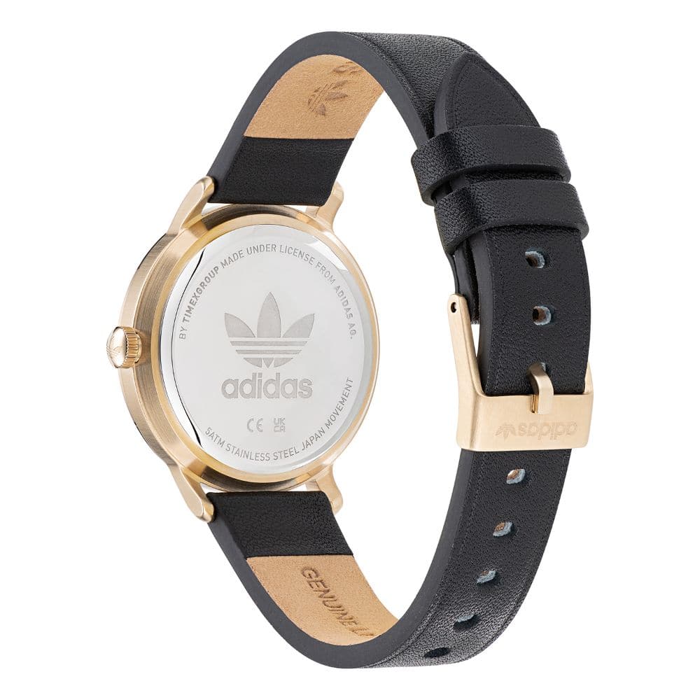 Adidas Women's Black Leather Strap Watch AOSY22574 | Fashionable & Durable Timepiece for Everyday Wear, Office & Casual Outfits