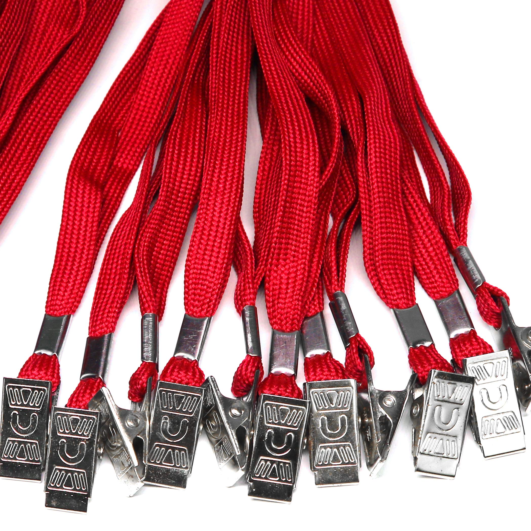 Ollain 50 Pack Red ID Badge Lanyards with Clip - Cruise, Office & Events