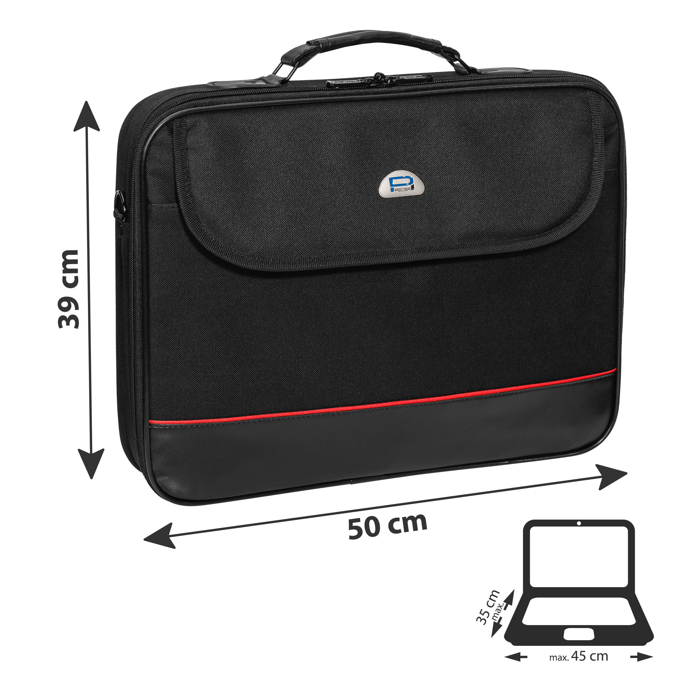 PEDEA Trendline Laptop Bag for 18.4 Inch Notebooks (46.7cm) - Black Shoulder Bag with Adjustable Strap & Security Lock - Perfect for Business Travel, Work Commute & College Students