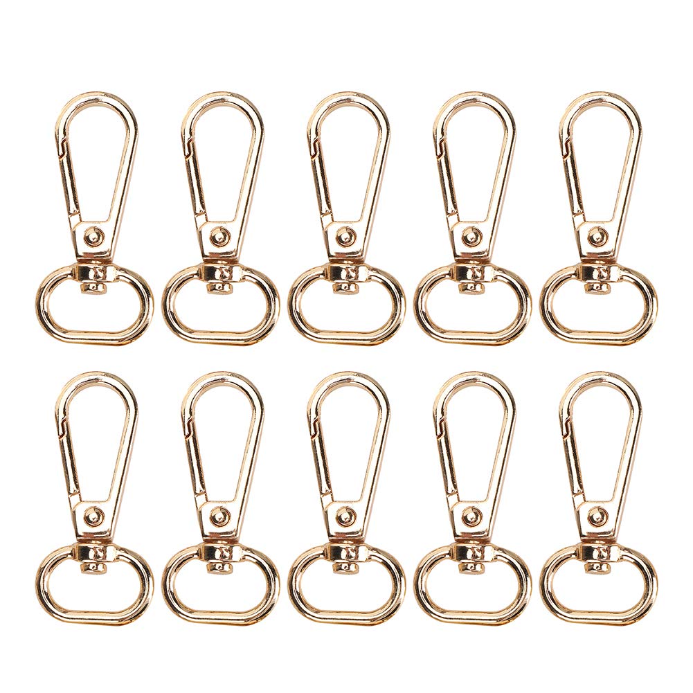 360° Rotating Brass Lobster Clasp Keychain - 10 Pack Durable Lightweight Pet Belt Clips & Key Rings - Perfect for Dog Leashes, Cat Collars, Backpacks and Key Organization