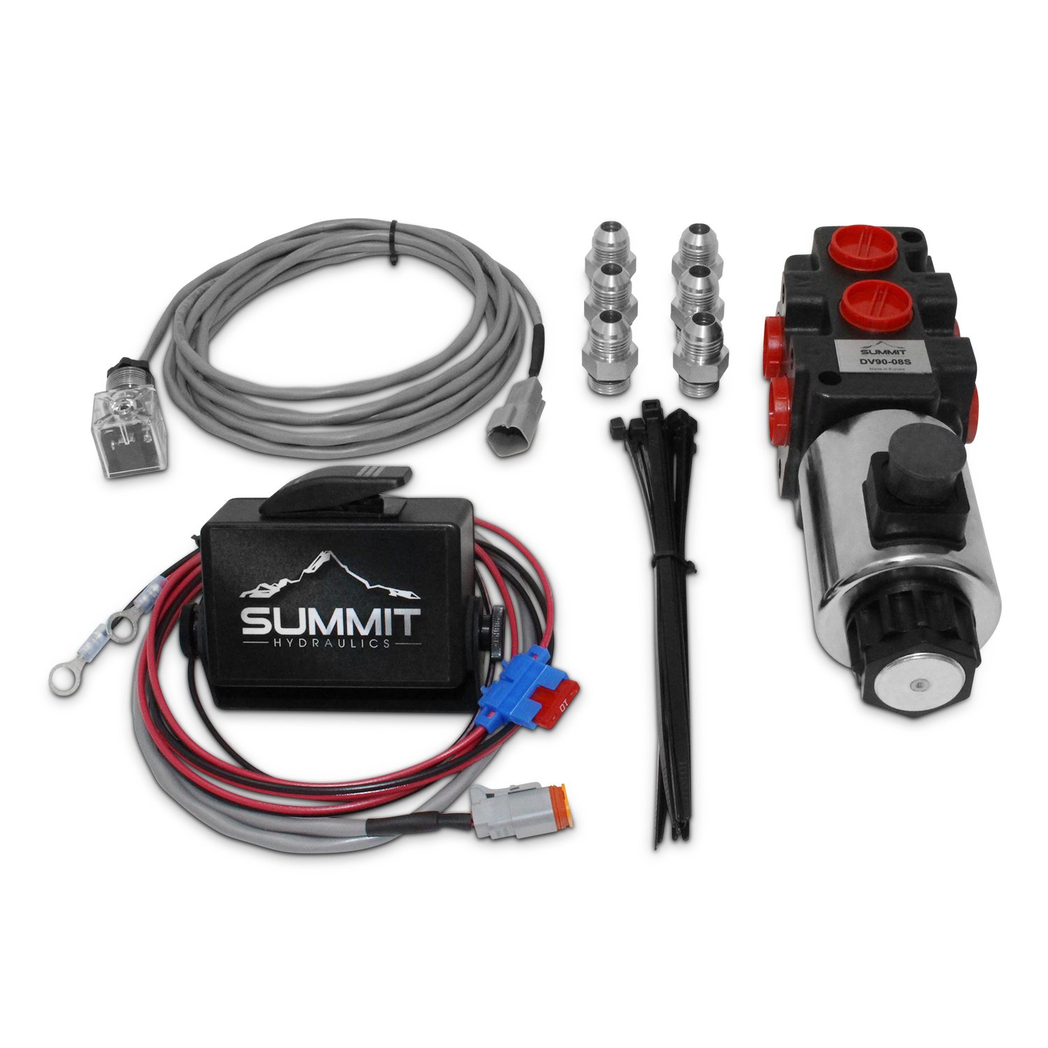 Summit Hydraulics Hydraulic Multiplier Diverter Solenoid Selector Valve with Rocker Switch - 24 GPM Flow Rate | Ideal for Tractor, Excavator & Heavy Equipment Hydraulic Systems