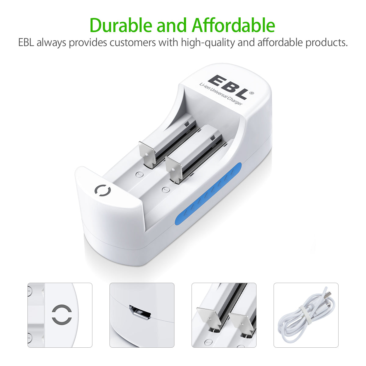 EBL 3.7V 3000mAh 18650 Rechargeable Lithium Batteries with 839 Battery Charger - High Capacity Power for Flashlights, Vape Mods, and Electronic Devices
