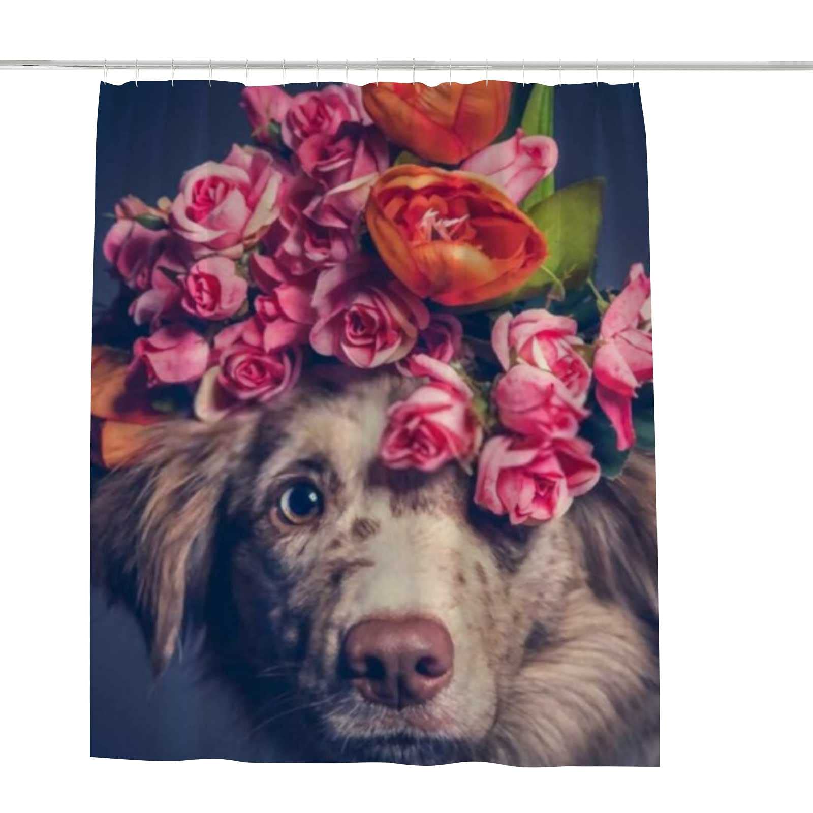 Australian Shepherd Dog Shower Curtain Set - 72x72 Inch Farmhouse Bathroom Decor with 12 Hooks, Waterproof & Machine Washable Polyester Fabric - Perfect for Girls, Women & Baby Showers, Bathroom Gifts and Farmhouse Style Home Decor