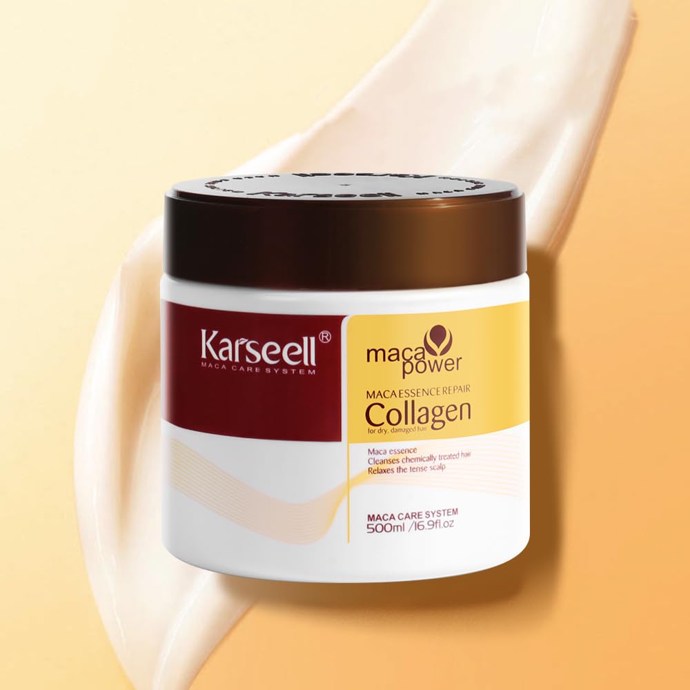 Karseell 2 Pack Maca Power Hair Mask with Collagen - Deep Repair Conditioning Treatment for Damaged Hair | Hair Growth & Hydration for Dry, Frizzy Hair - Perfect for Salon Quality At-Home Hair Care
