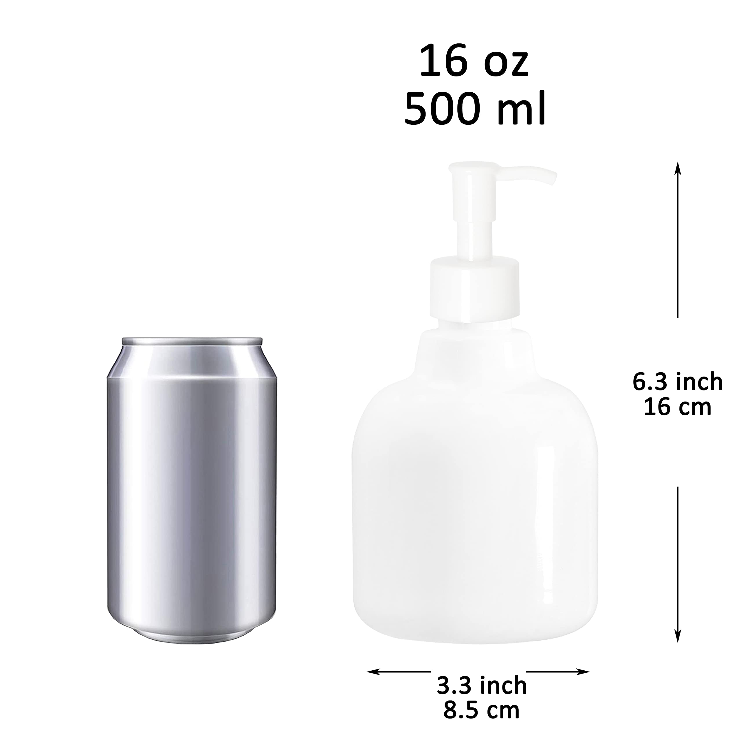 Youngever 6 Pack 16oz Plastic Pump Bottles with Travel Lock - Refillable Empty Lotion Dispenser for Shampoo, Conditioner, Soap & Hand Sanitizer - Perfect for Travel, Gym, Salon & Home Use (White)