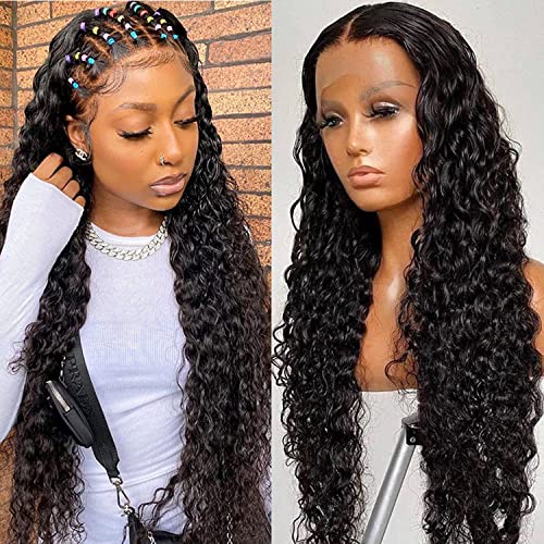 8A Virgin Human Hair Lace Front Wigs - Deep Wave Transparent Lace Wig with Pre-Plucked Hairline & Baby Hair for Natural Look | Perfect for Daily Wear, Cosplay, Weddings & Special Occasions
