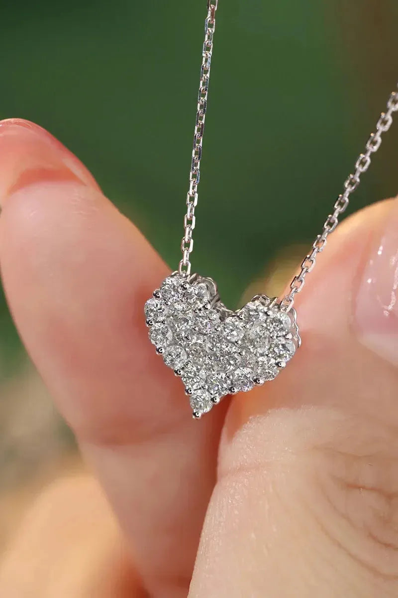 18K White Gold Heart Shaped Diamond Pendant Necklace - 1.0 Carat Natural Diamond Engagement Jewelry for Women | Perfect for Valentine's Day Gifts, Anniversary Presents & Special Occasions