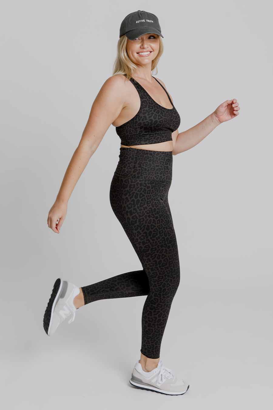 Essential High Waist Yoga Leggings - Forest Leopard Print - Women's Workout Pants for Running, Gym & Lounge Wear