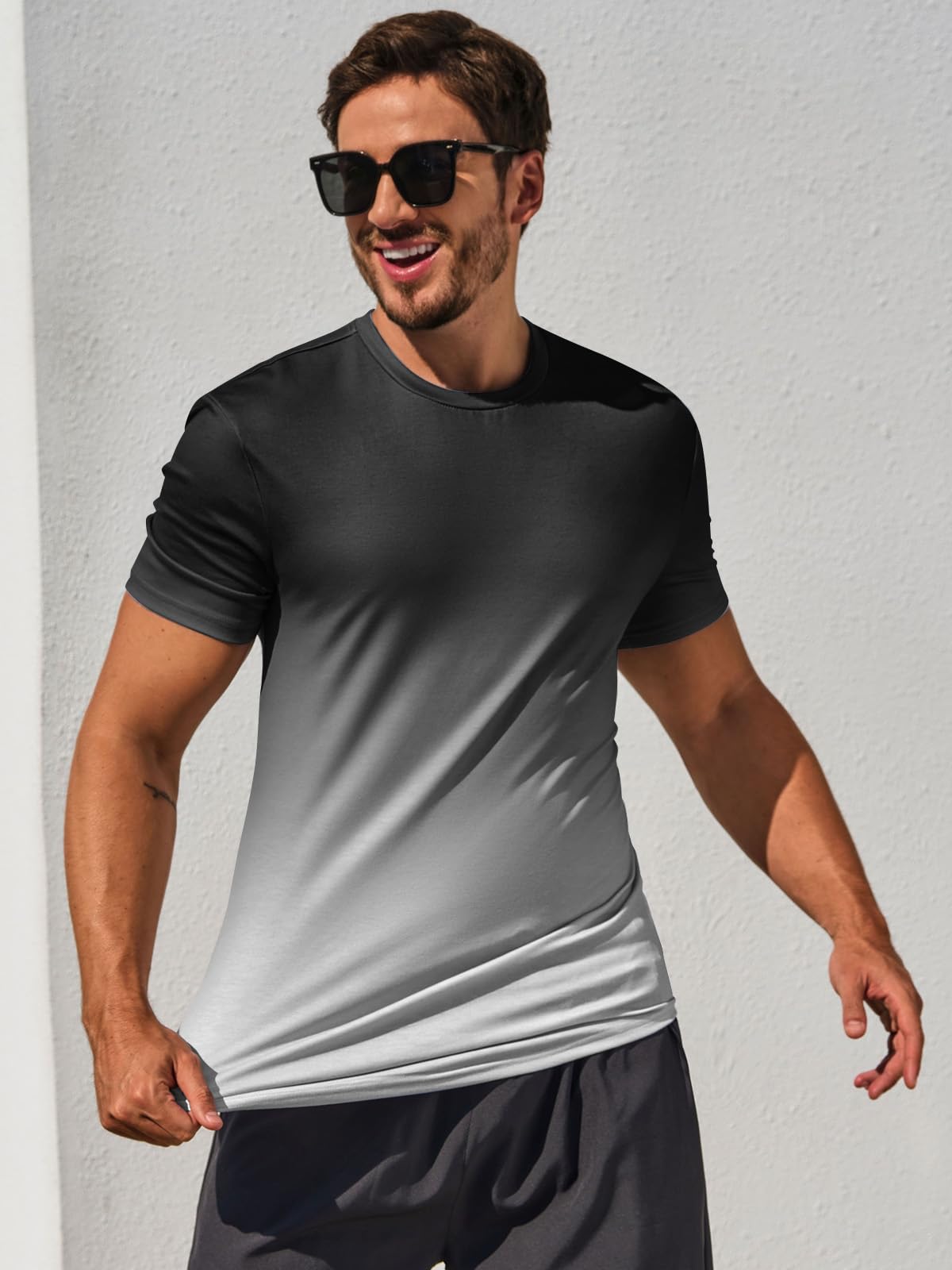 RRHSS Men's Muscle Gym T-Shirt - Short Sleeve Workout Shirt for Bodybuilding & Athletic Training - Breathable Cotton Tee for Gym, Running & Fitness Training