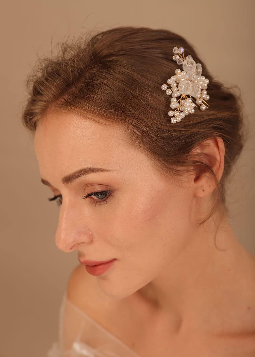 Denifery Gold Pearl Crystal Wedding Hair Comb - Elegant Bridal Hair Accessories for Brides & Bridesmaids | Perfect for Weddings, Proms & Formal Events