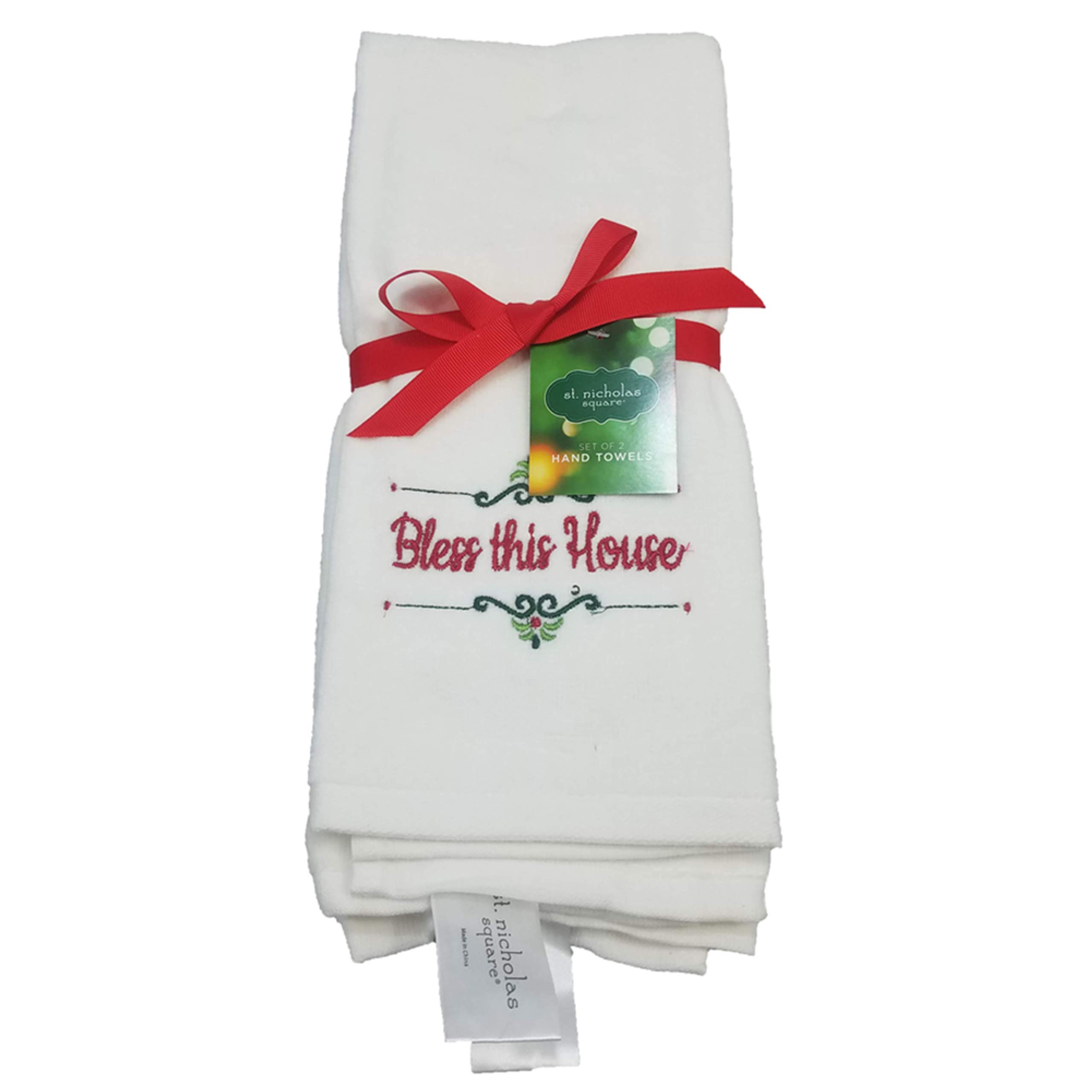 Personalized Monogrammed Hand Towels for Kitchen & Bathroom - Christmas Holiday Decor - 