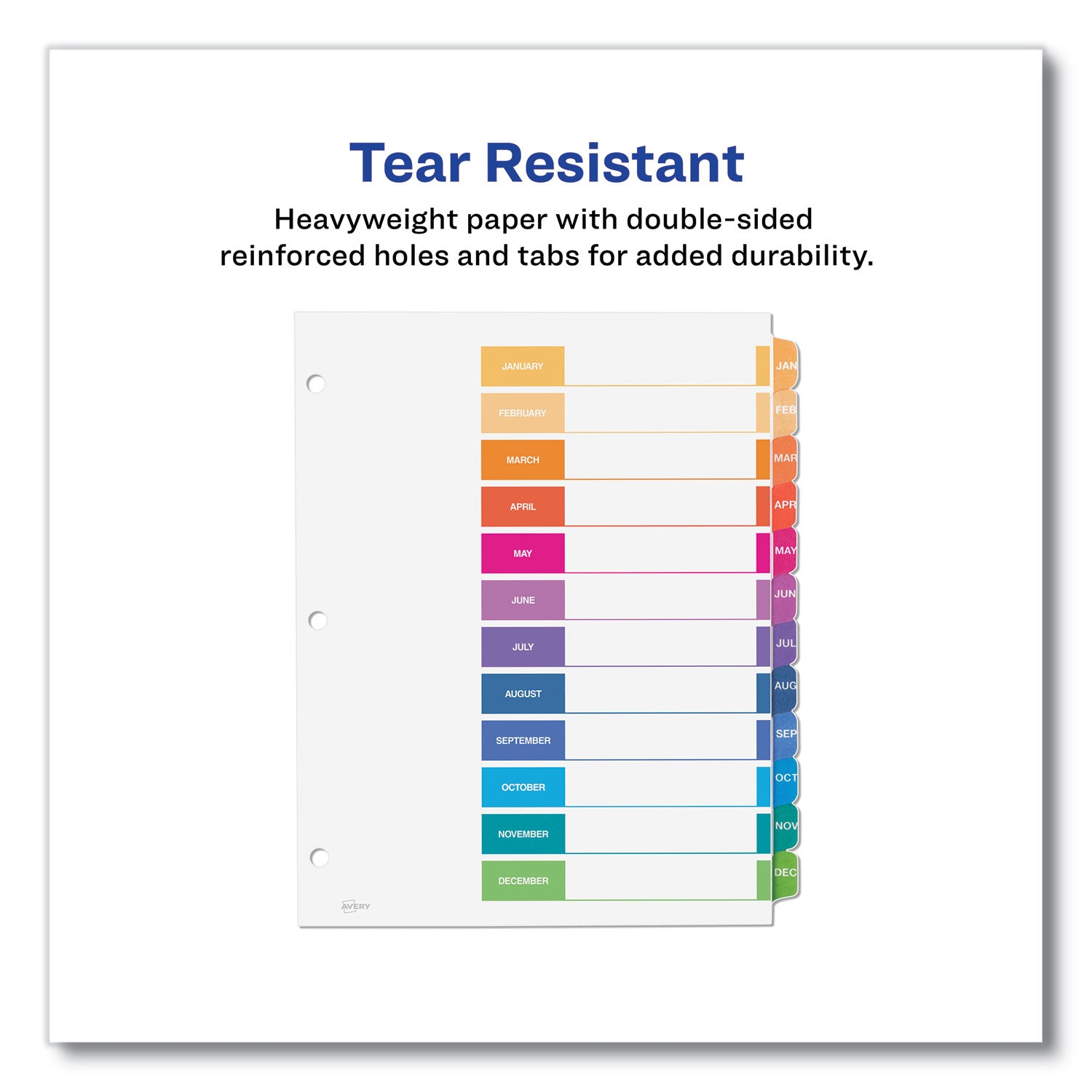 Avery Customizable Table of Contents Index Dividers - 12 Multicolor Tabs (January to December), 8.5