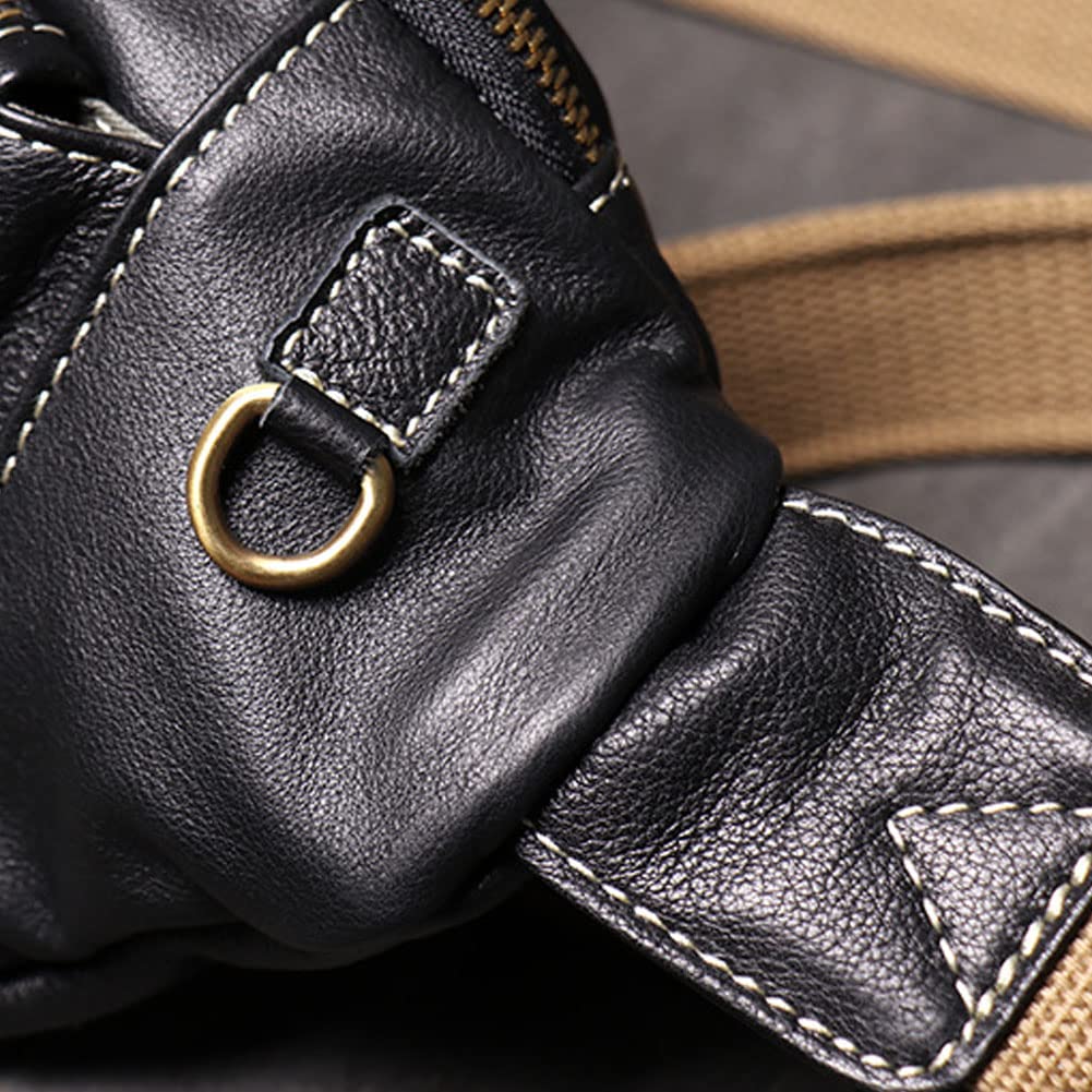 Leathario Genuine Leather Waist Pouch for Men - Fashionable Fanny Pack, Bum Bag with Adjustable Strap - Perfect for Travel, Gym, Running & Outdoor Activities