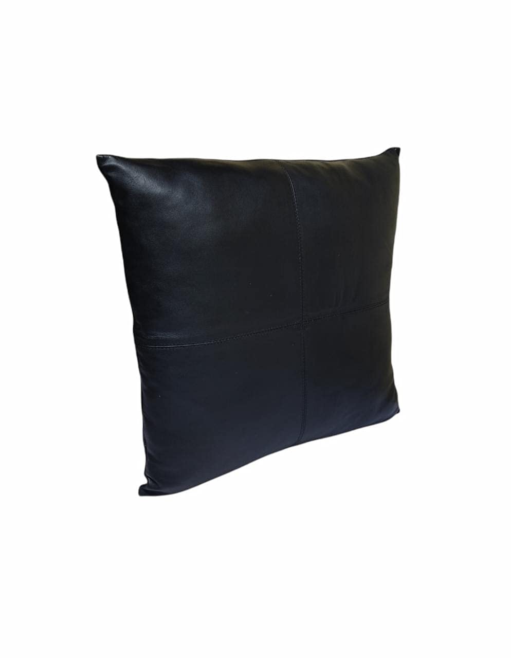 Premium Lambskin Leather Pillow Cover Set of 2 - 20x20 Inch Soft Decorative Throw Cushion Case for Sofa, Bed & Living Room - Black Luxury Home Decor Accent for Modern Interior Design