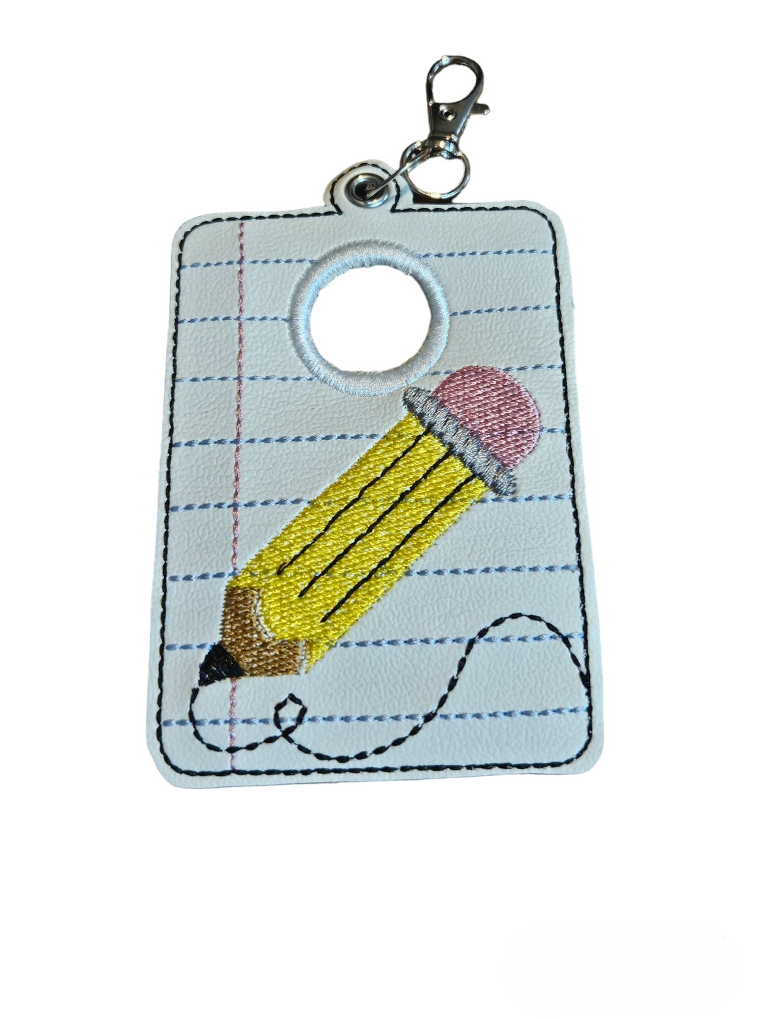 Personalized Teacher ID Badge Holder & Lanyard Accessory - Vertical ID Card Pouch Protector Case for PreK Educators | Alarm ID Pencil Notebook Paper | Perfect for School, Classroom & Teacher Conferences