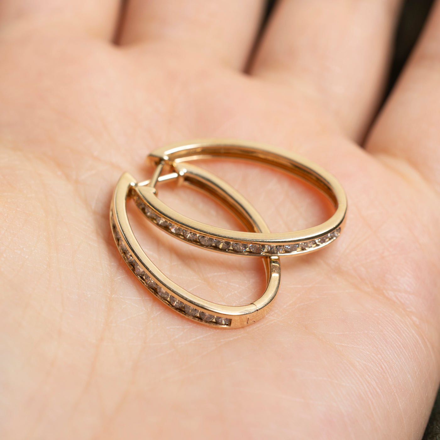 10K Gold Channel Set Diamond Hoop Earrings - 1.05ctw Total Weight | Elegant Everyday Jewelry for Women, Perfect Gift for Anniversary & Special Occasions