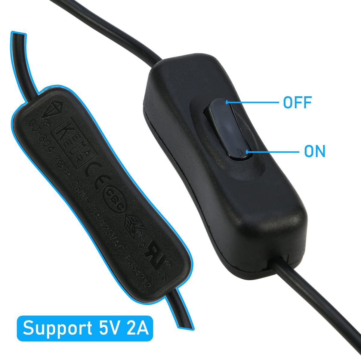 RIITOP 3ft USB Extension Cable with ON/OFF Switch (2-Pack) - Compatible with USB Headsets, Desk Lamps, Fans & LED Strips - Perfect for Home Office, Gaming Setup & Smart Devices