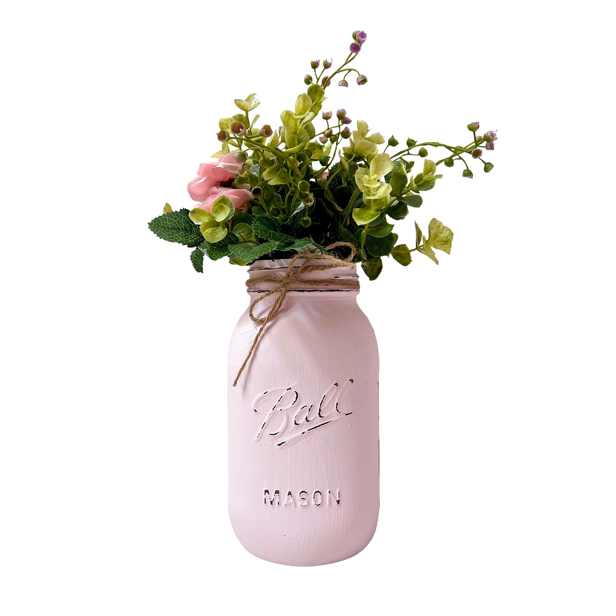 Rustic Mason Jar Centerpieces for Baby Showers & Tables - Custom Color Options with Optional Artificial Flowers | Perfect for Girls' Baby Showers, Weddings & Farmhouse Decor