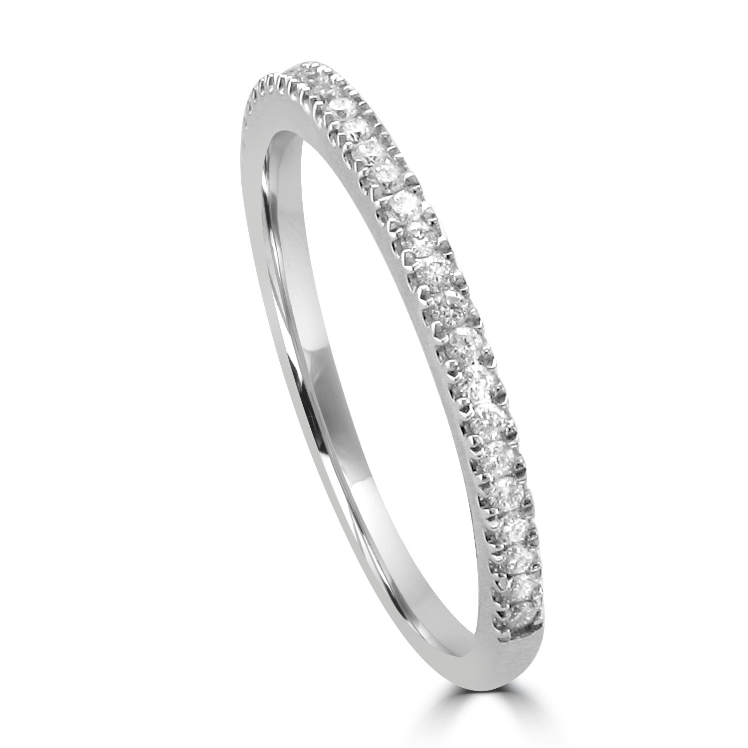 14KT White Gold 0.18 CTW Diamond Wedding Band for Women - Elegant Stackable Ring for Bridal, Anniversary & Everyday Wear