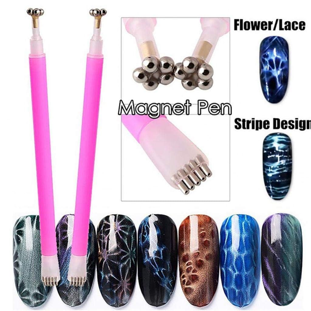 Professional Nail Magnet Tool Set - Double Head Flower Design Magnet Pens & Strong Magnet Stick for Cat Eye Gel Polish Nail Art | Perfect for Salon, Home Manicure & DIY Nail Designs