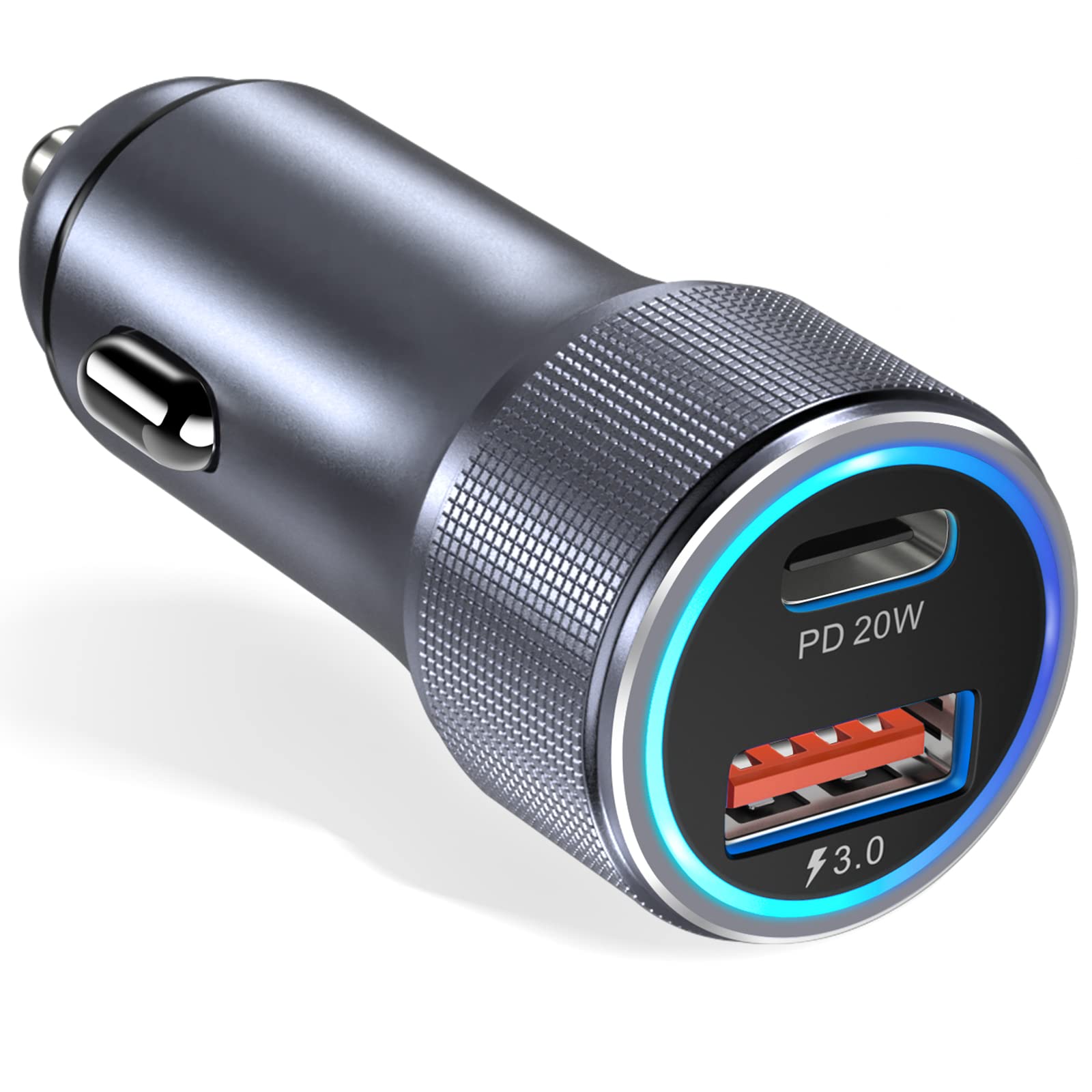 Bangfun 36W Dual USB C Car Charger Adapter with PD&QC 3.0 Fast Charging - Compatible with iPhone 16/15/14/13/12/11 Pro Max, Samsung A13/A53/A54 - 12V Cigarette Lighter Plug (Grey) | Perfect for Road Trips, Commuting & Emergency Charging in Your Vehicle