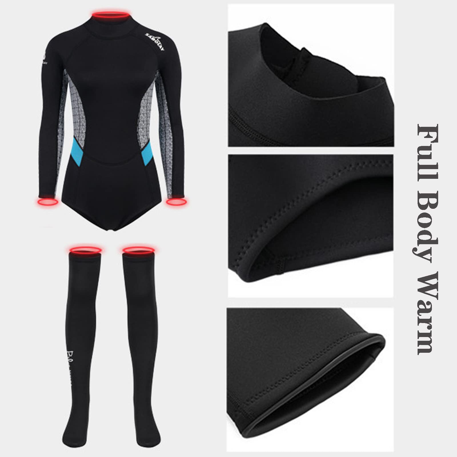 2-Piece 2MM Neoprene Wetsuit for Women - Diving Top & Socks Set - Snorkeling, Surfing, Swimming - Blue, XXL - Perfect for Scuba Diving, Beach Activities & Water Sports